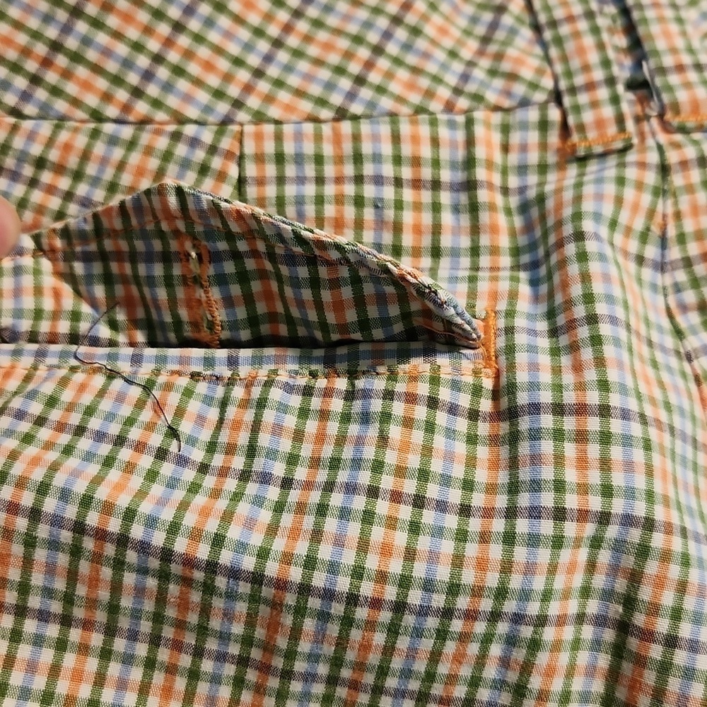 Tommy Hilfiger Green and Orange Checkered Shorts - Picture 9 of 14